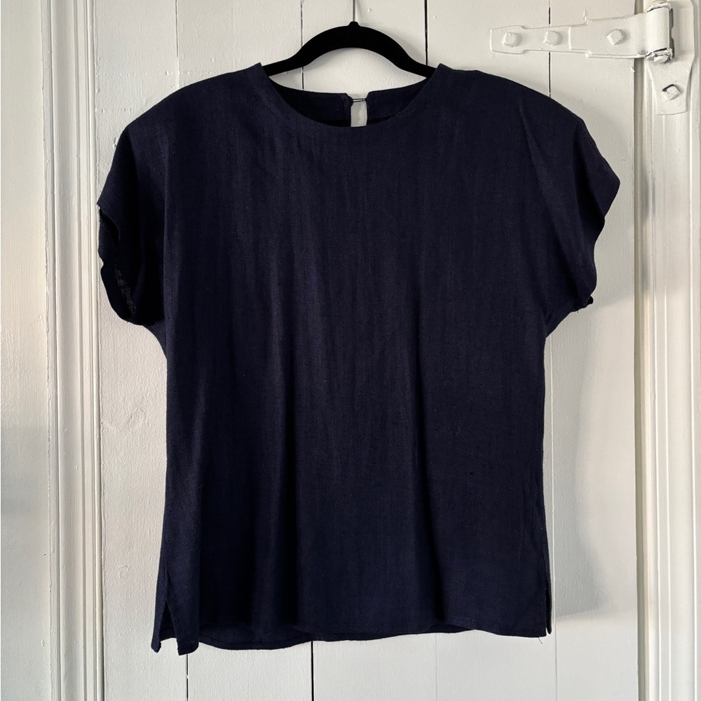 Claude Vintage Linen Blend Classic Navy Women's Top